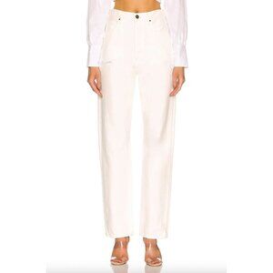 Goldsign Myra Straight Leg High Rise Jean Calla White Womens Size 28